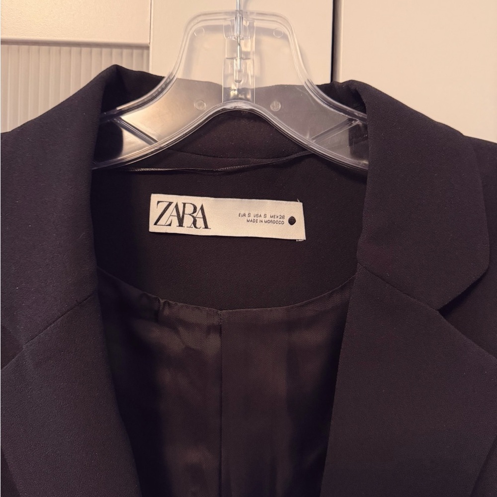 Zara Black Sleeveless Blazer Vest Open Sides Adjustable Size S - Picture 3 of 9